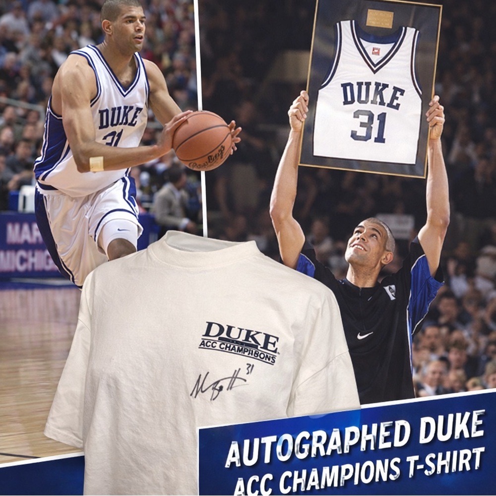 Autographed #31 Shane Battier 2001 Duke BBall Player National Championship Tee